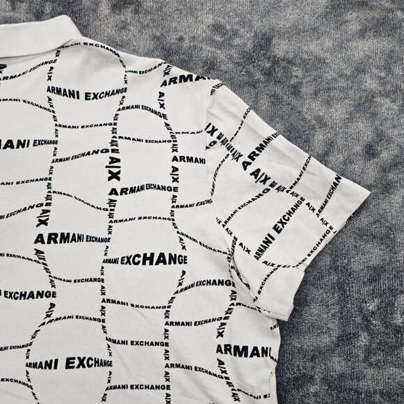 A/X Armani Exchange Polo Shirt Mens size XXL Logo all over print golfing Casual - Picture 10 of 16